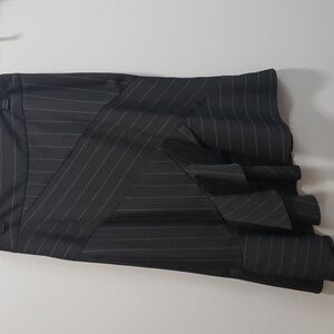 Bisou Bisou Black and White Pinstripe Diagonal Design Ruffled Skirt, 10